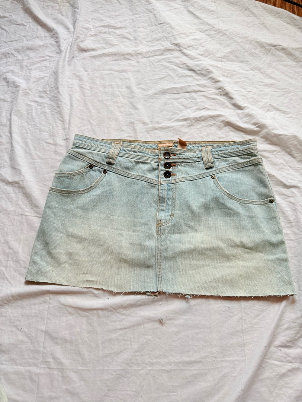 Y2K Light Wash Denim Mini Skirt - Light Blue